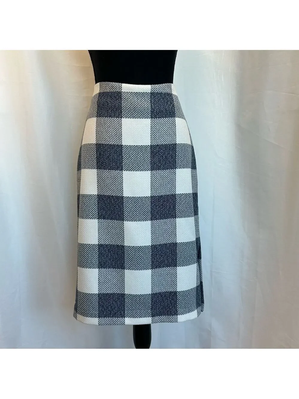 BANANA republic blue white checkered pencil skirt Sz 4